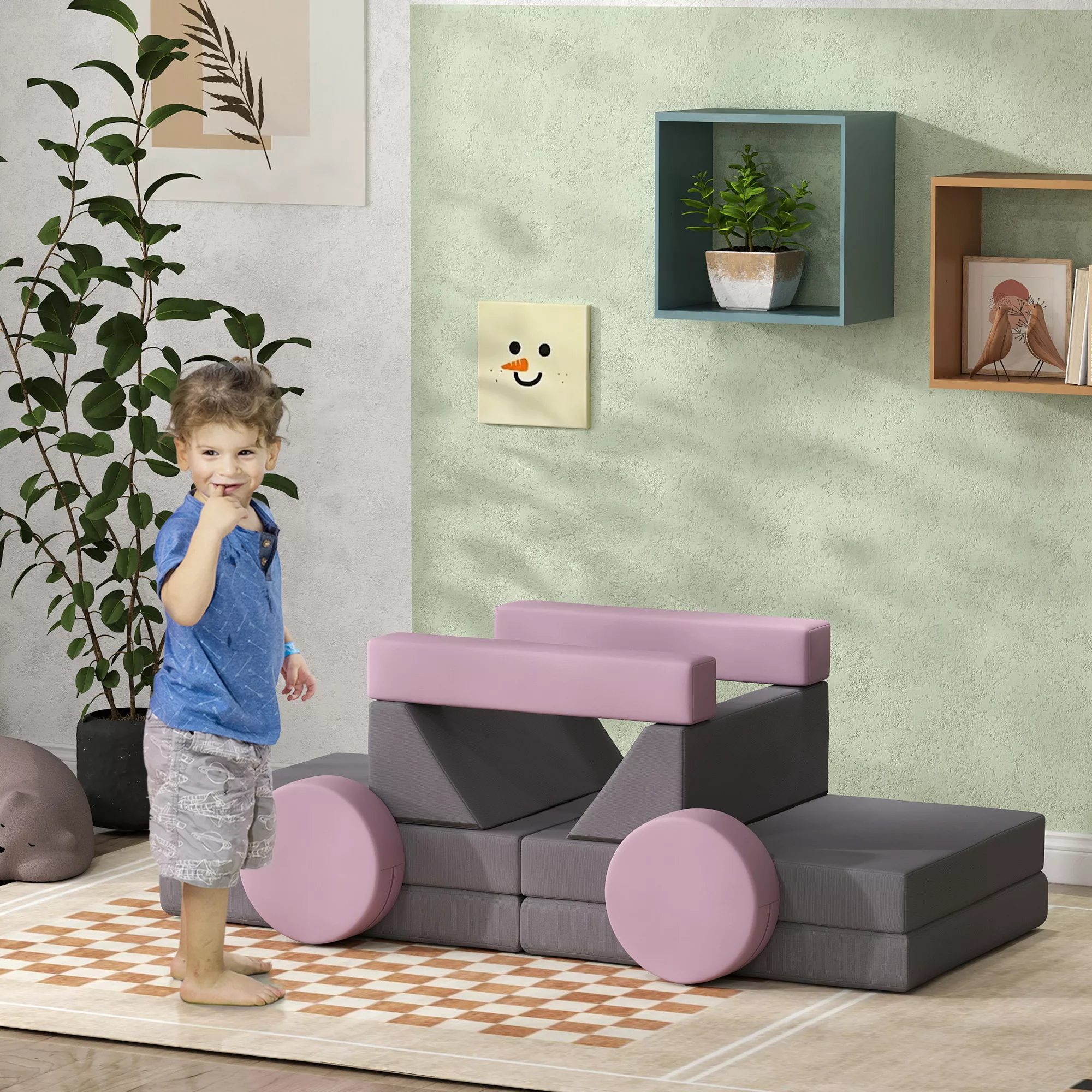 AIYAPLAY Kindersofa,12-Teilige Modulare Kindercouch aus Schaumstoff, Softba günstig online kaufen