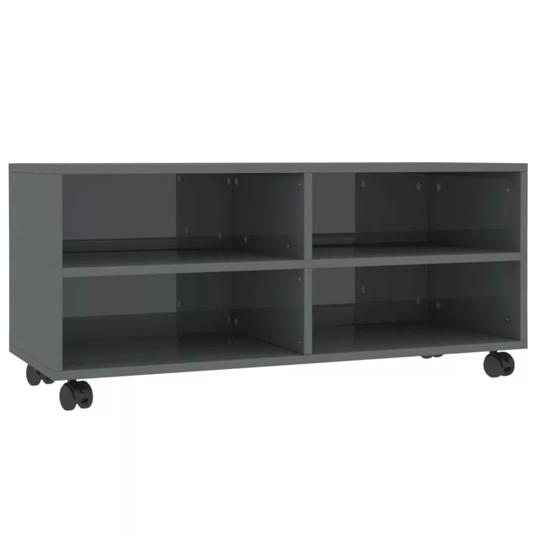 Tv-schrank Mit Rollen Hochglanz-grau 90×35×35 Cm Spanplatte günstig online kaufen