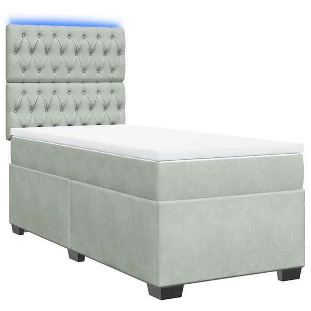 vidaXL Bettgestell Boxspringbett mit Matratze Hellgrau 90x200 cm Samt Bett günstig online kaufen