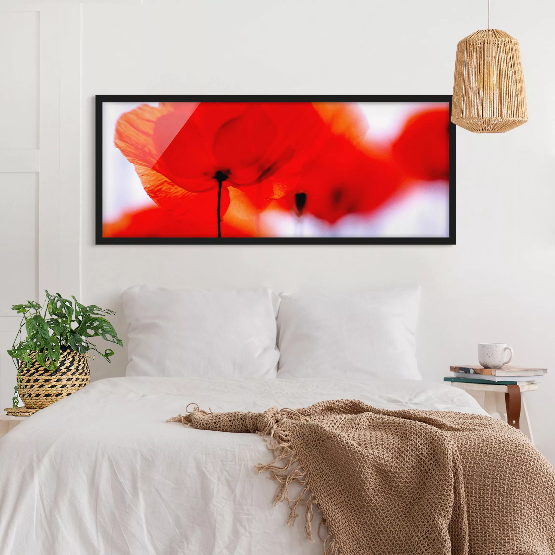 Bild mit Rahmen Blumen - Panorama Magic Poppies günstig online kaufen