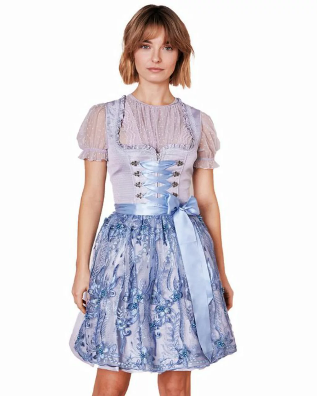 Krüger Madl Dirndl Dirndl 'Karlotta' mit Spitzenschürze 419067, Hell günstig online kaufen