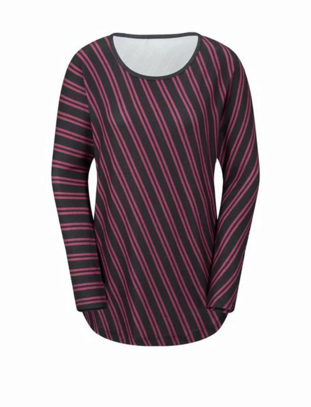 creation L Rundhalsshirt CRéATION L Damen Shirt, schwarz-rot-gestreift günstig online kaufen