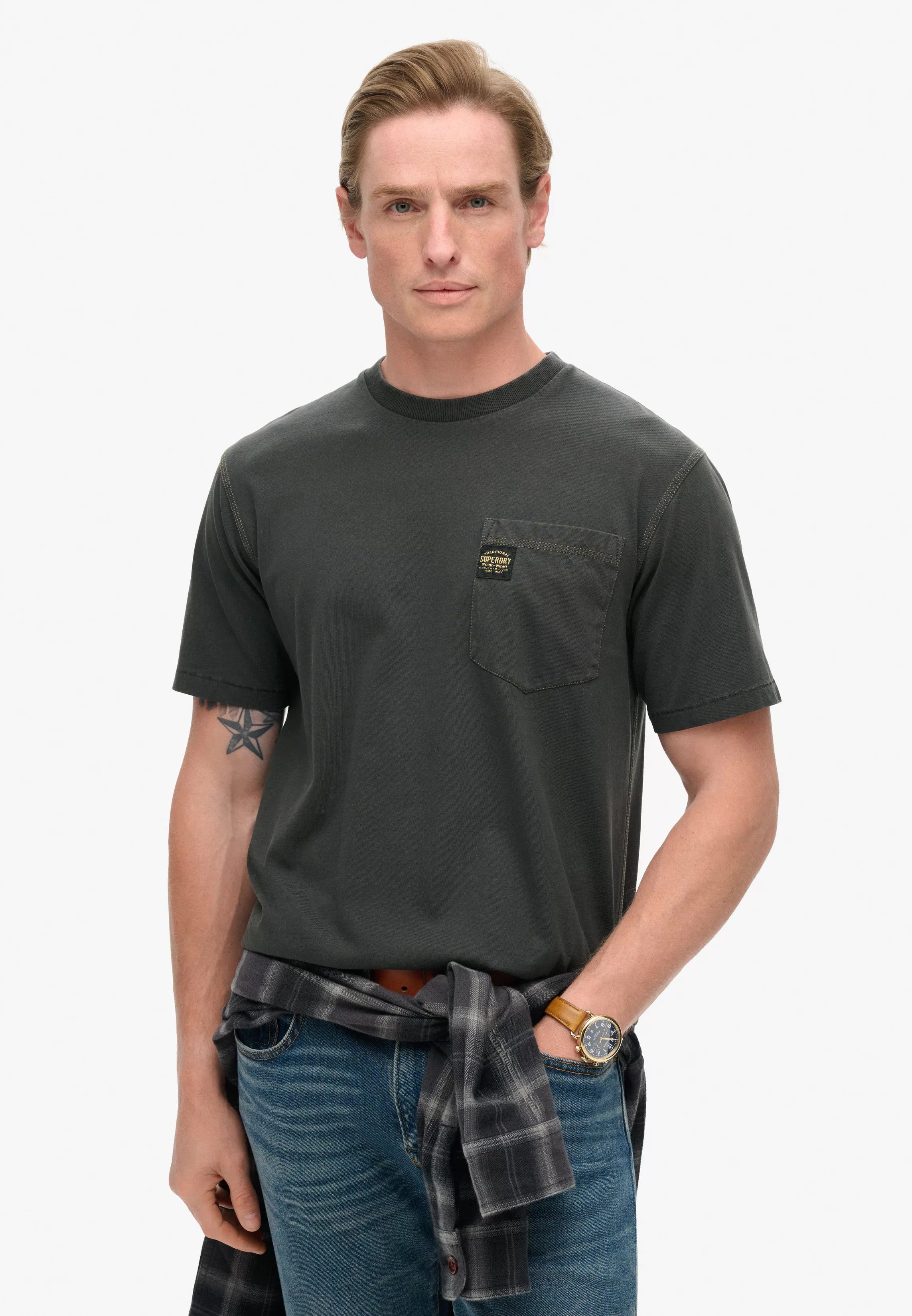 Superdry Rundhalsshirt "CONTRAST STITCH POCKET T-SHIRT" günstig online kaufen