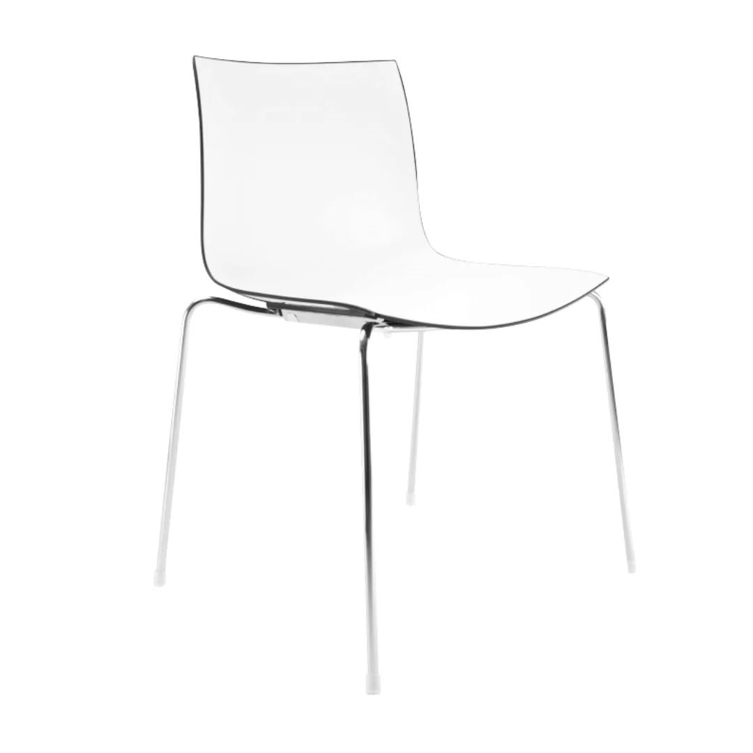Arper - Catifa 46 0251 Stuhl zweifarbig Gestell Chrom - weiß/schwarz/Außens günstig online kaufen
