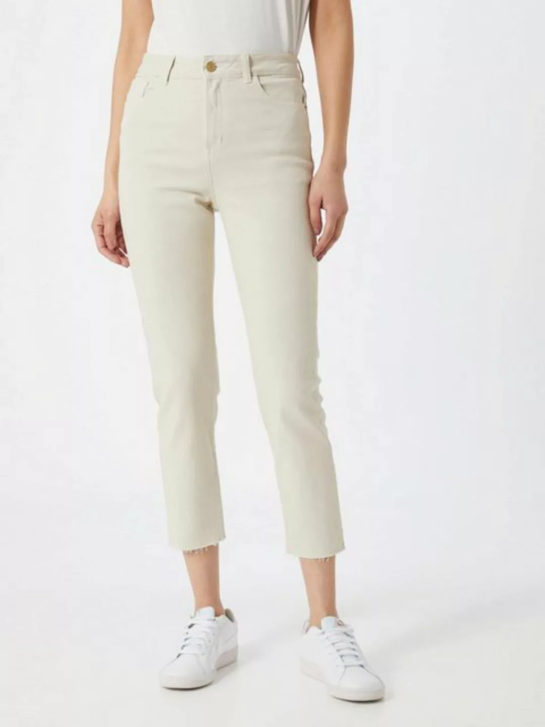 Only Damen Jeans ONLEMILY LIFE HW ST RAW CRPANK - Straight Fit - Beige - Ec günstig online kaufen