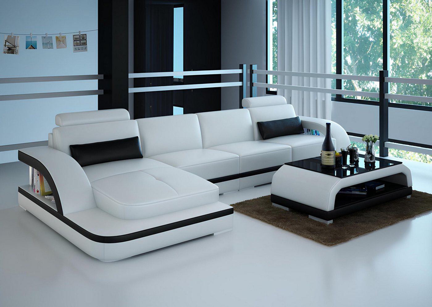 Xlmoebel Ecksofa Modernes Ledersofa mit USB-Anschluss, Eck-Wohnlandschaft E günstig online kaufen