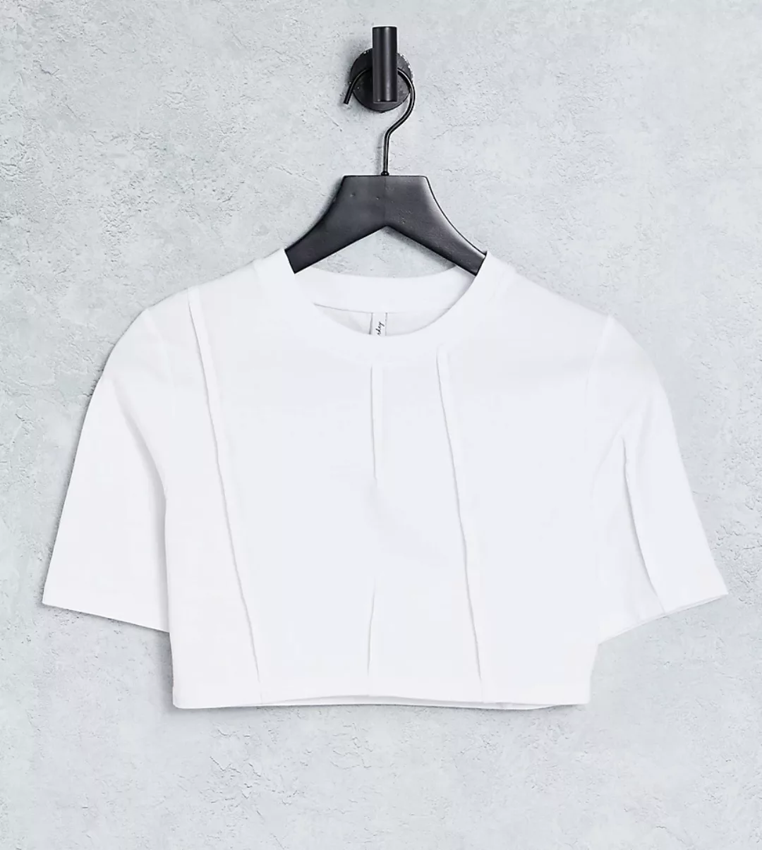 ASYOU – Kurzes T-Shirt in Weiß mit Ziernaht günstig online kaufen