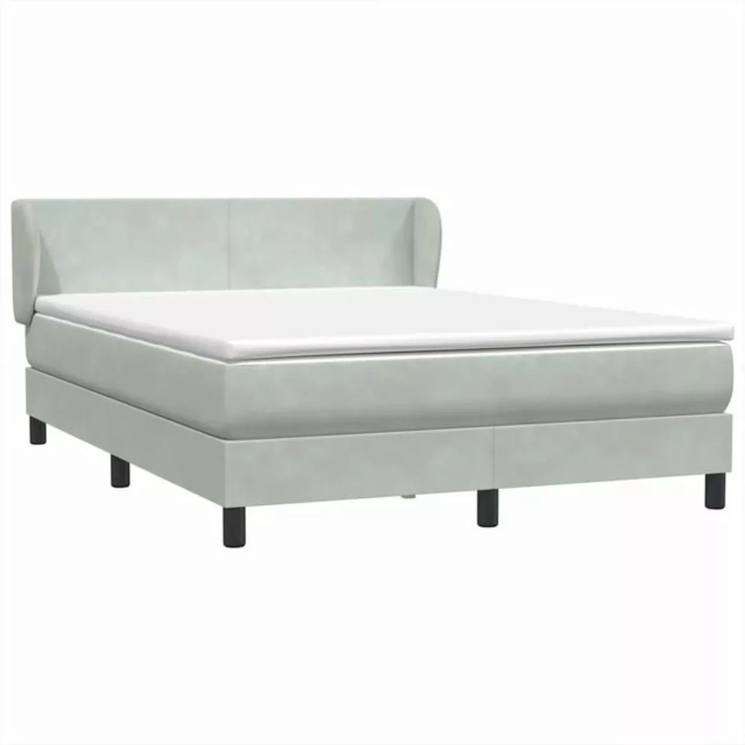 vidaXL Bett Boxspringbett mit Matratze Hellgrau 160x220 cm Samt günstig online kaufen