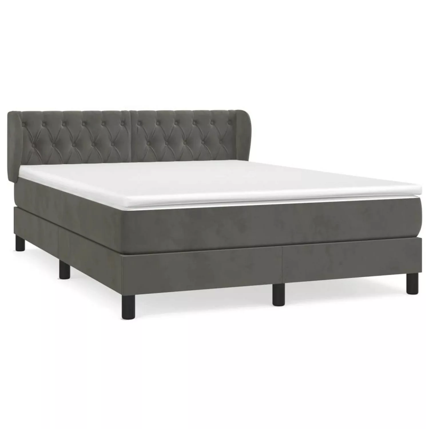 vidaXL Boxspringbett mit Matratze Dunkelgrau 140x190 cm Samt1466939 günstig online kaufen