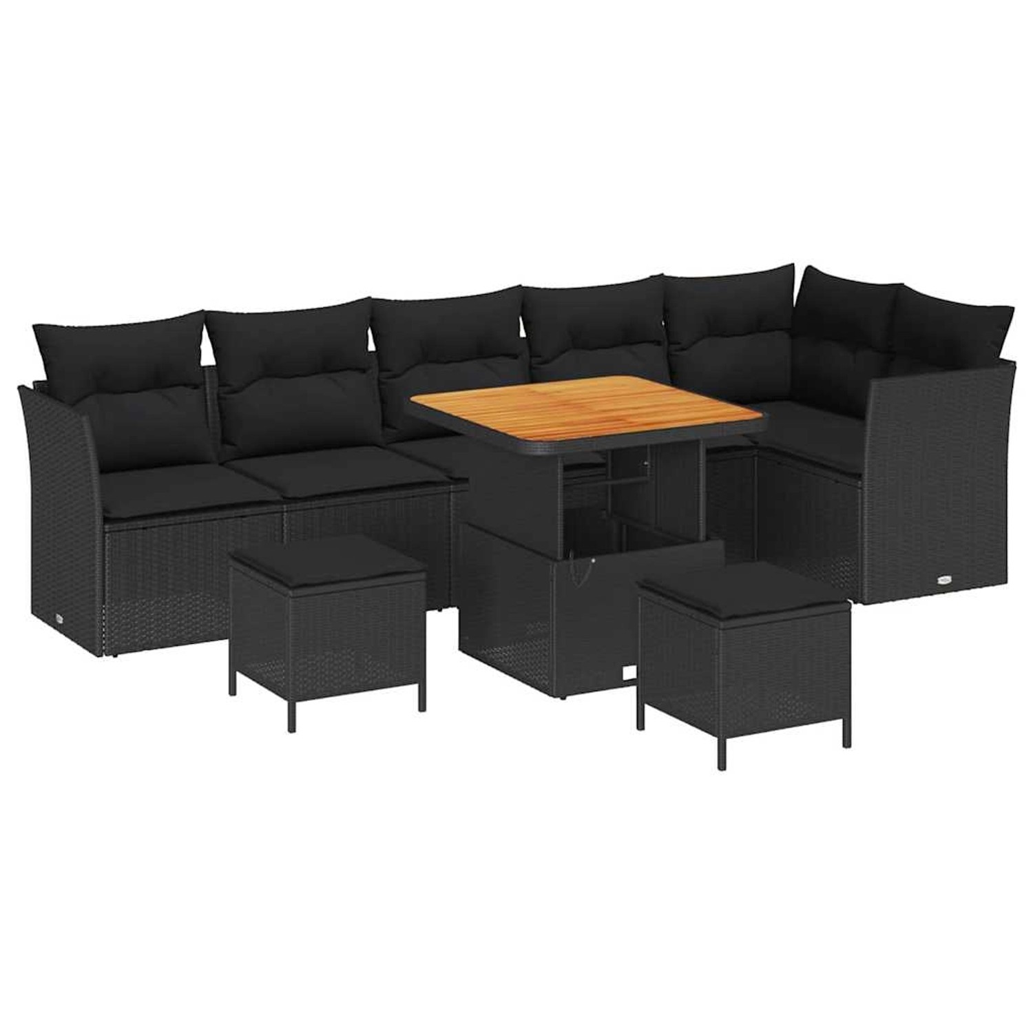 vidaXL Garten-Sofa-Set 9-Tlg Schwarz Poly Rattan 3361499 günstig online kaufen