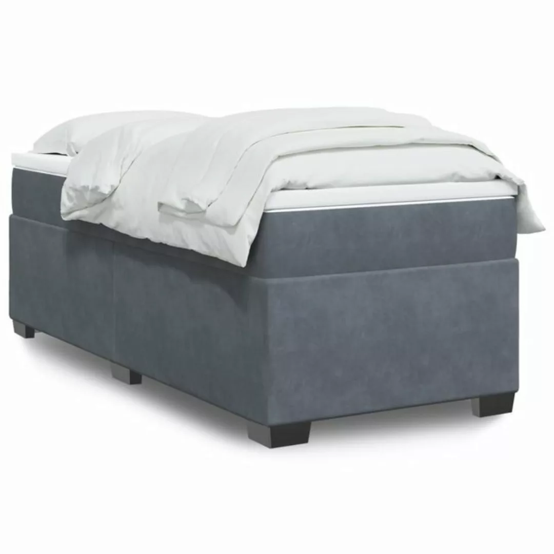 vidaXL Boxspringbett, Boxspringbett mit Matratze Dunkelgrau 80x200 cm Samt günstig online kaufen