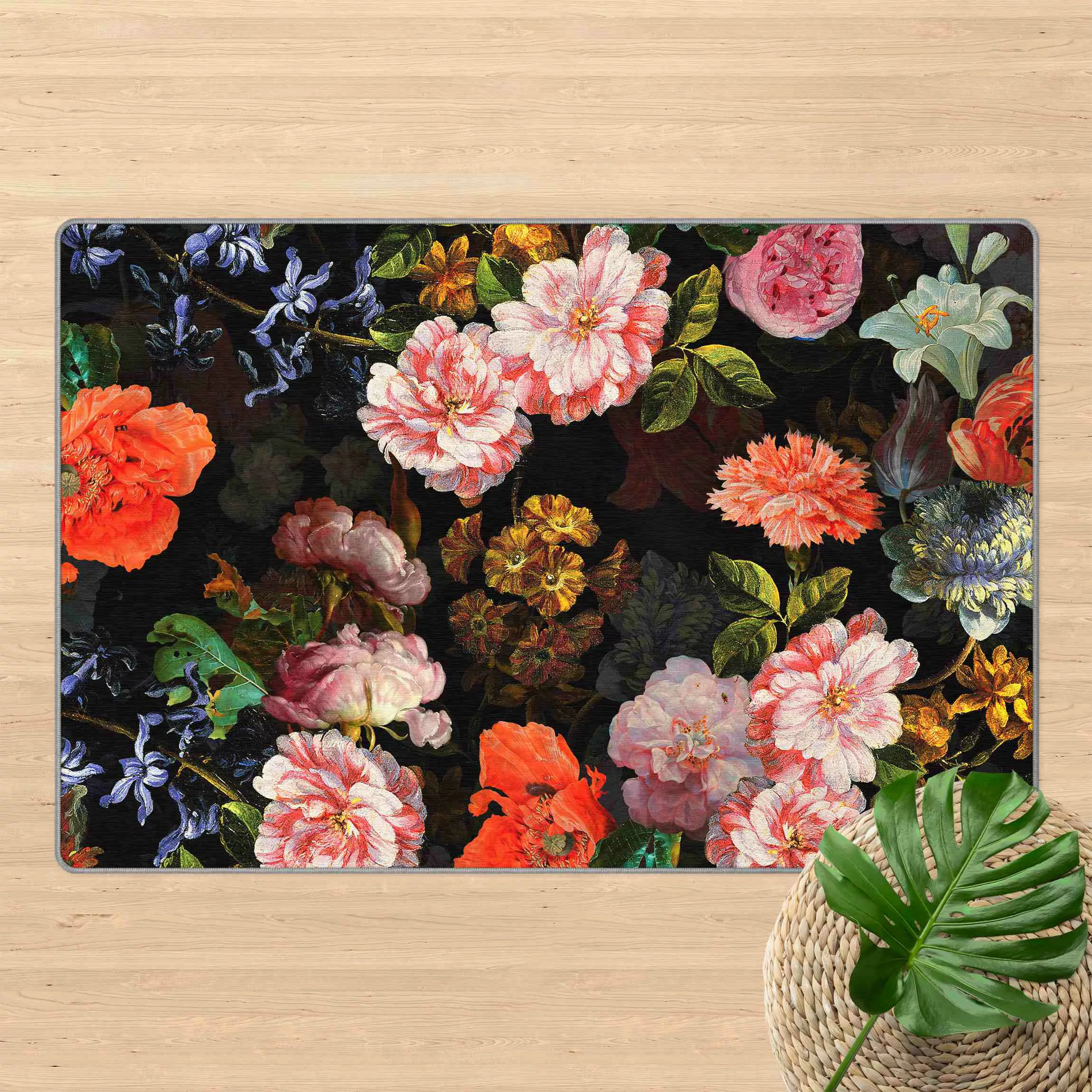 Teppich Dunkles Blumenbouquet günstig online kaufen