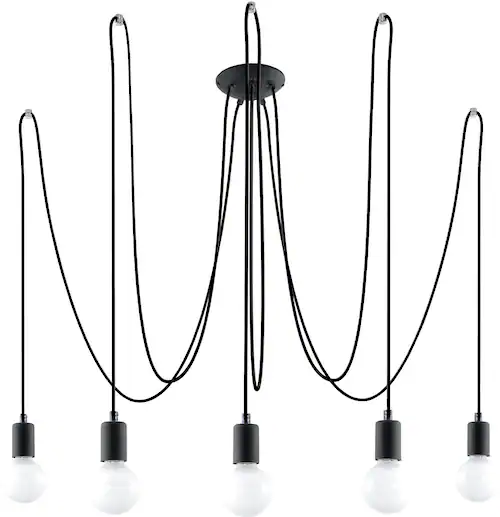 Sollux Lighting Kronleuchter Edison 5 Schwarz günstig online kaufen