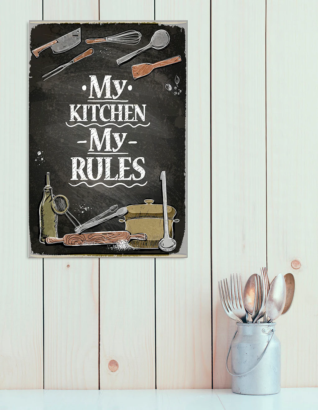 queence Metallbild "My Kitchen", Schriftzüge, (1 St.), Stahlschilder günstig online kaufen
