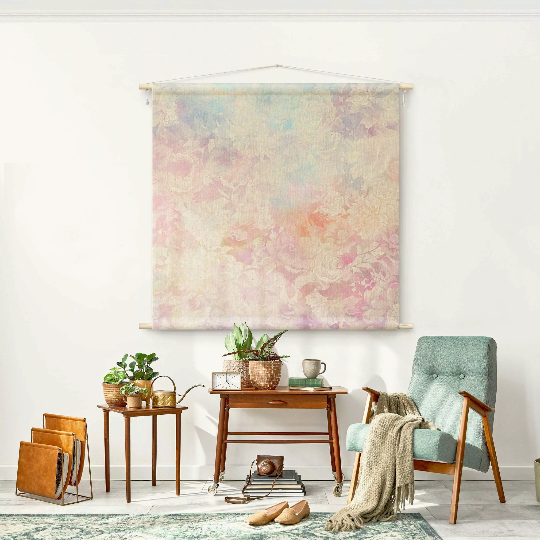 Wandteppich Zarter Blütentraum in Pastell günstig online kaufen