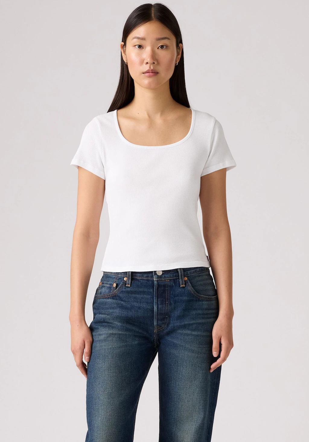Levis T-Shirt "ESSENTIAL SQRD NE", Feinrippqualität günstig online kaufen