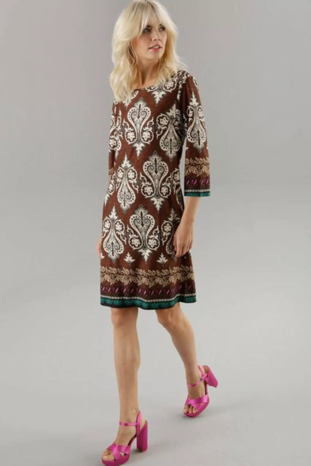 Aniston SELECTED Jerseykleid, mit aufgedruckten Bordüren günstig online kaufen