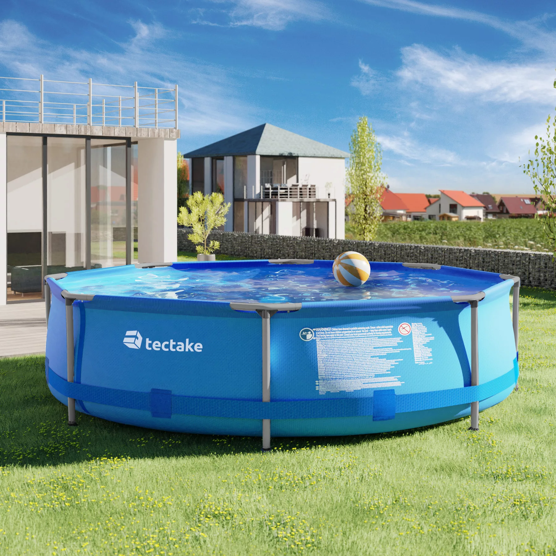 Swimming Pool rund mit Stahlrahmen und Filterpumpe Ø 360 x 76 cm - blau günstig online kaufen