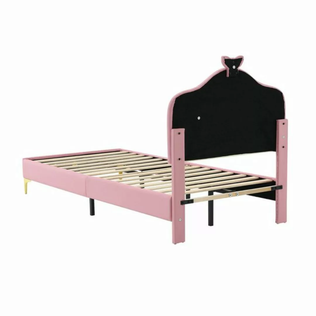 OKWISH Polsterbett Kinderbett mit Holzlatten, Kunstleder, rosa Bettrahmen ( günstig online kaufen