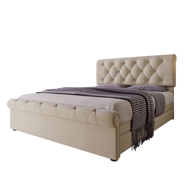 liebtech Polsterbett Chesterfield-Bettgestell 140x200 cm, verstellbares Kop günstig online kaufen