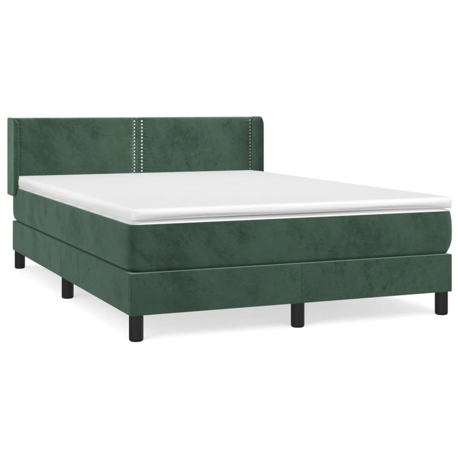 vidaXL Boxspringbett, Boxspringbett mit Matratze Dunkelgrün 140x190 cm Samt günstig online kaufen