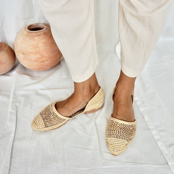 Vegane Raffia Slipper Babouche - Meknes Beige günstig online kaufen