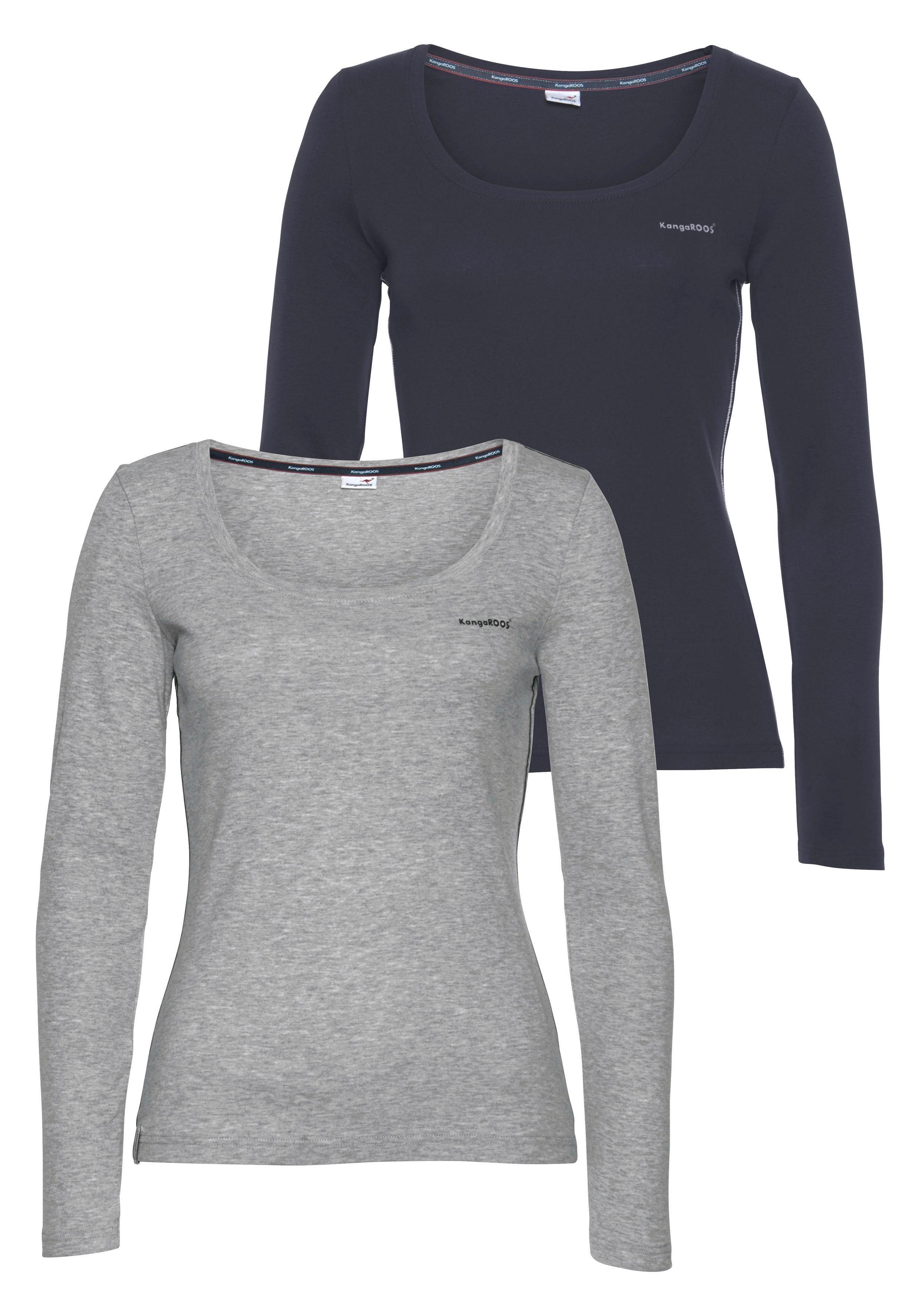 KangaROOS Langarmshirt, (Packung, 2 tlg., 2er-Pack), Langarm, unifarben ode günstig online kaufen