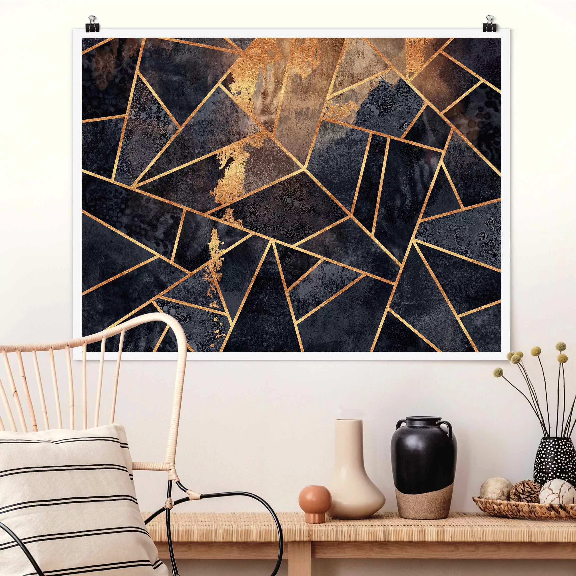 Poster Onyx mit Gold günstig online kaufen