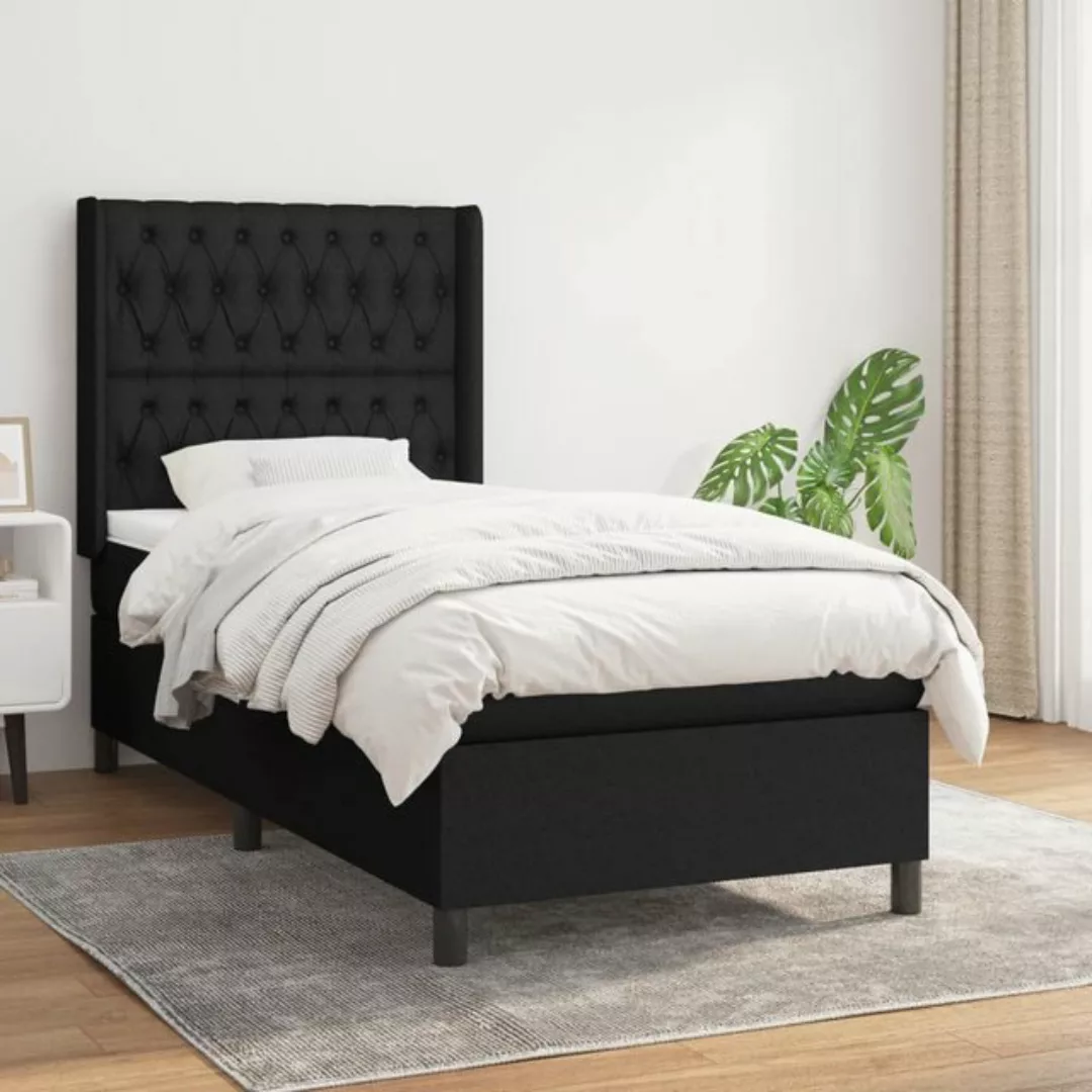 vidaXL Bettgestell Boxspringbett mit Matratze Schwarz 100x200 cm Stoff Bett günstig online kaufen