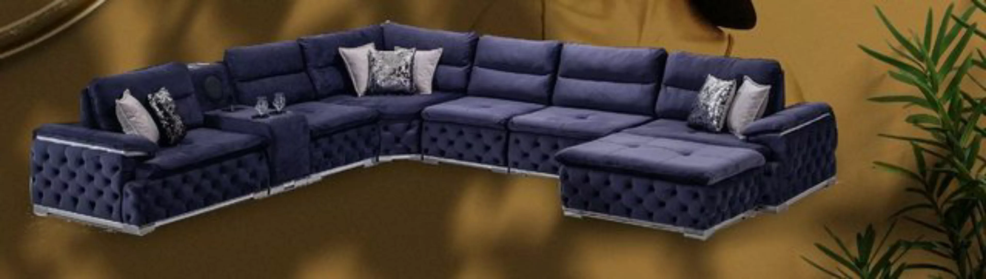 JVmoebel Ecksofa Ecksofa U-Form Chesterfield Sofa Couch Wohnzimmer Möbel, M günstig online kaufen