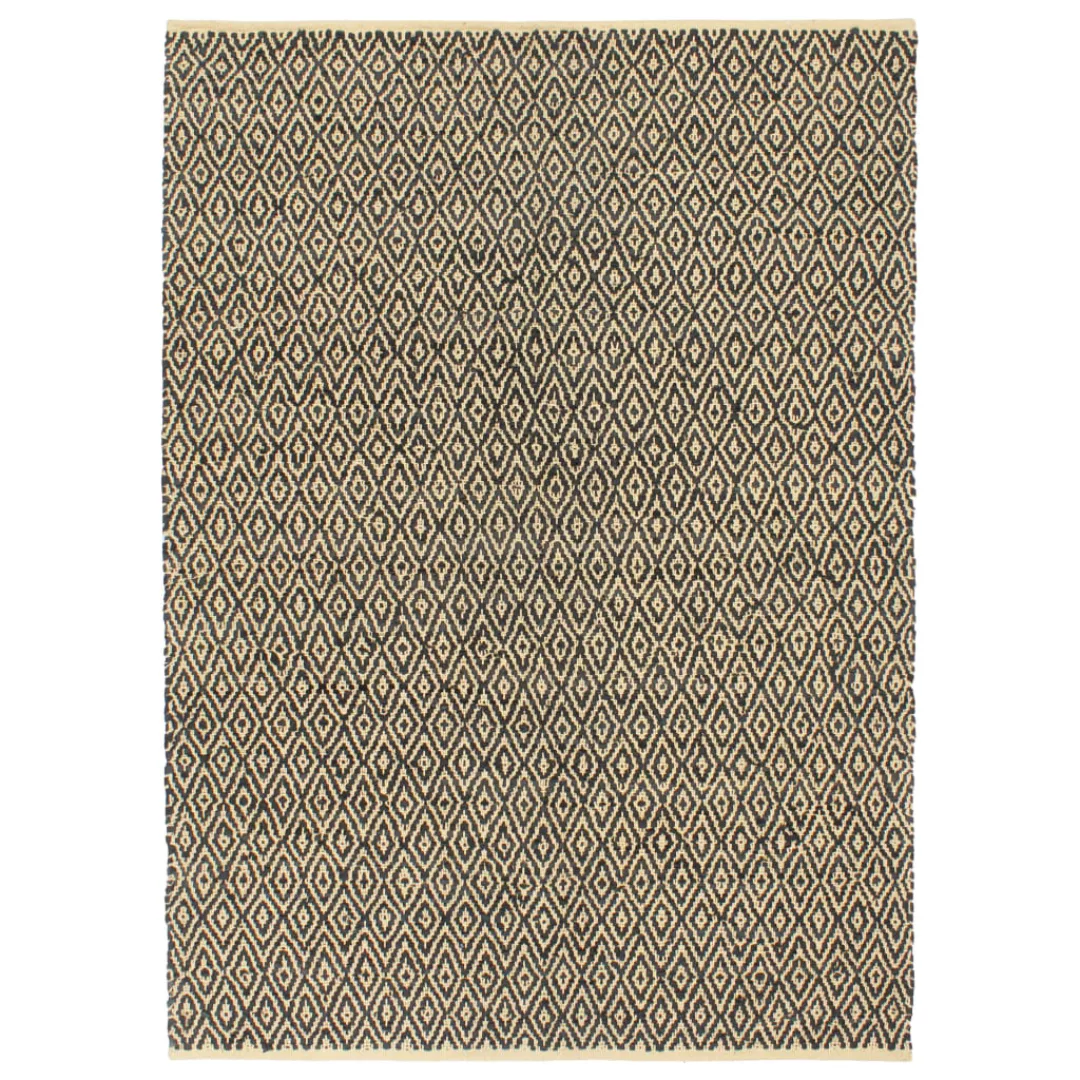Handgewebter Chindi-teppich Leder Baumwolle 160x230cm Schwarz günstig online kaufen