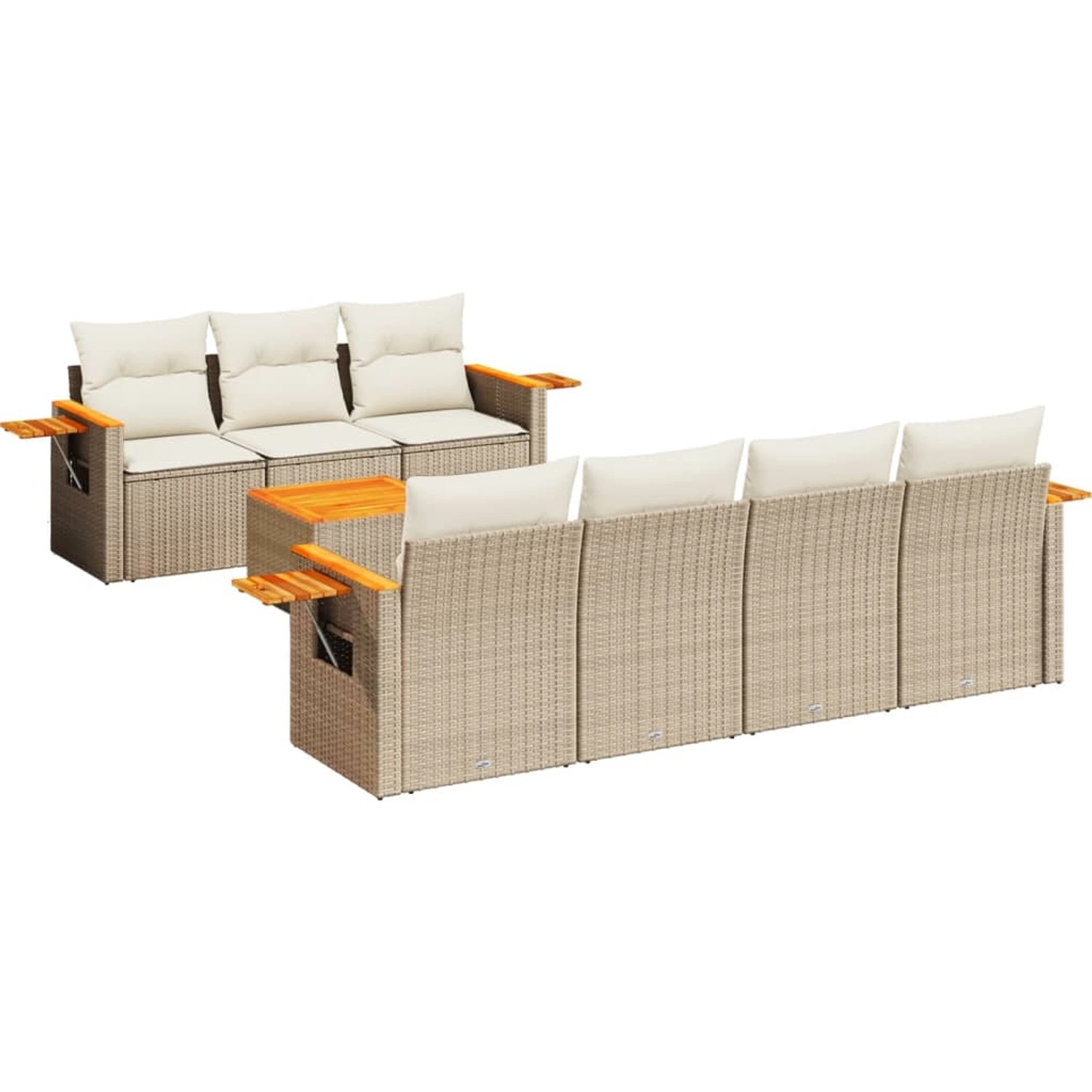 vidaXL 8-Tlg Garten-Sofagarnitur mit Kissen Beige Poly Rattan 3259048 günstig online kaufen
