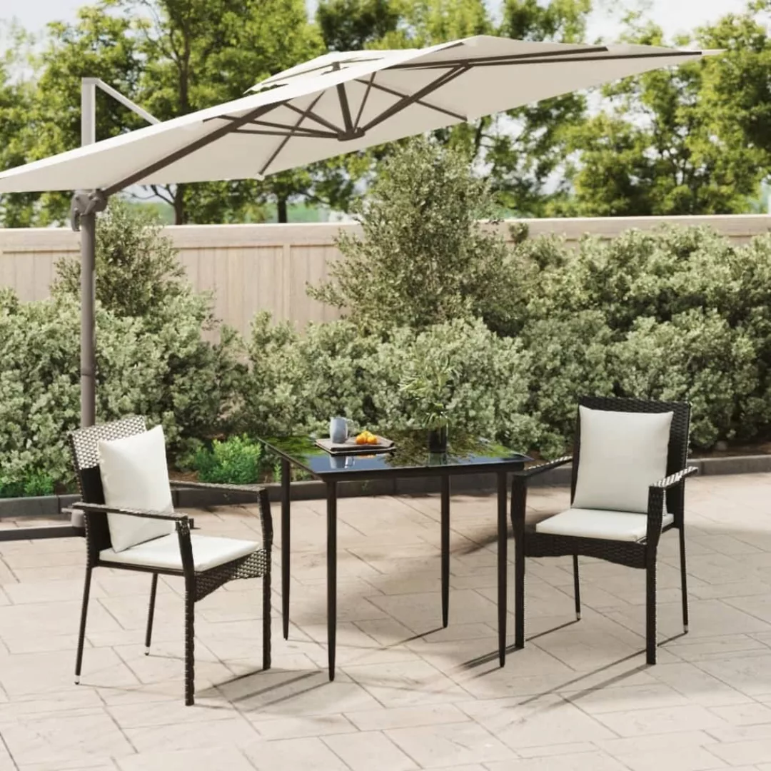 Vidaxl 3-tlg. Garten-lounge-set Mit Kissen Schwarz Poly Rattan günstig online kaufen