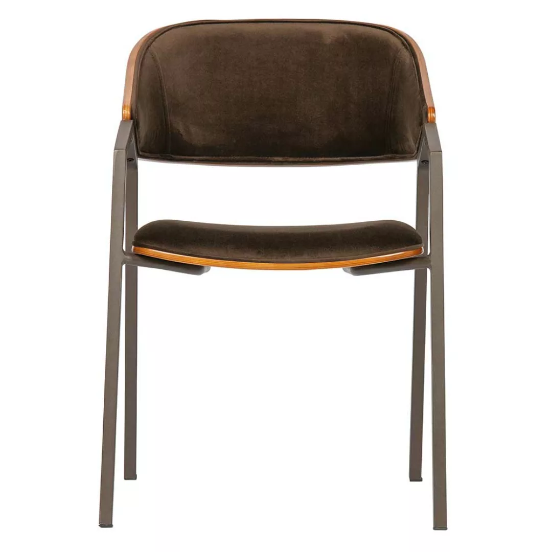 Samt Stühle in Braun und Nussbaumfarben Armlehnen (2er Set) günstig online kaufen