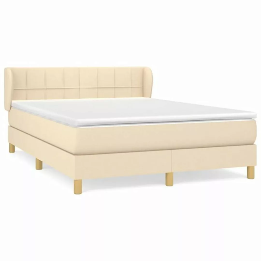 vidaXL Boxspringbett Boxspringbett mit Matratze Creme 140x200 cm Stoff Bett günstig online kaufen