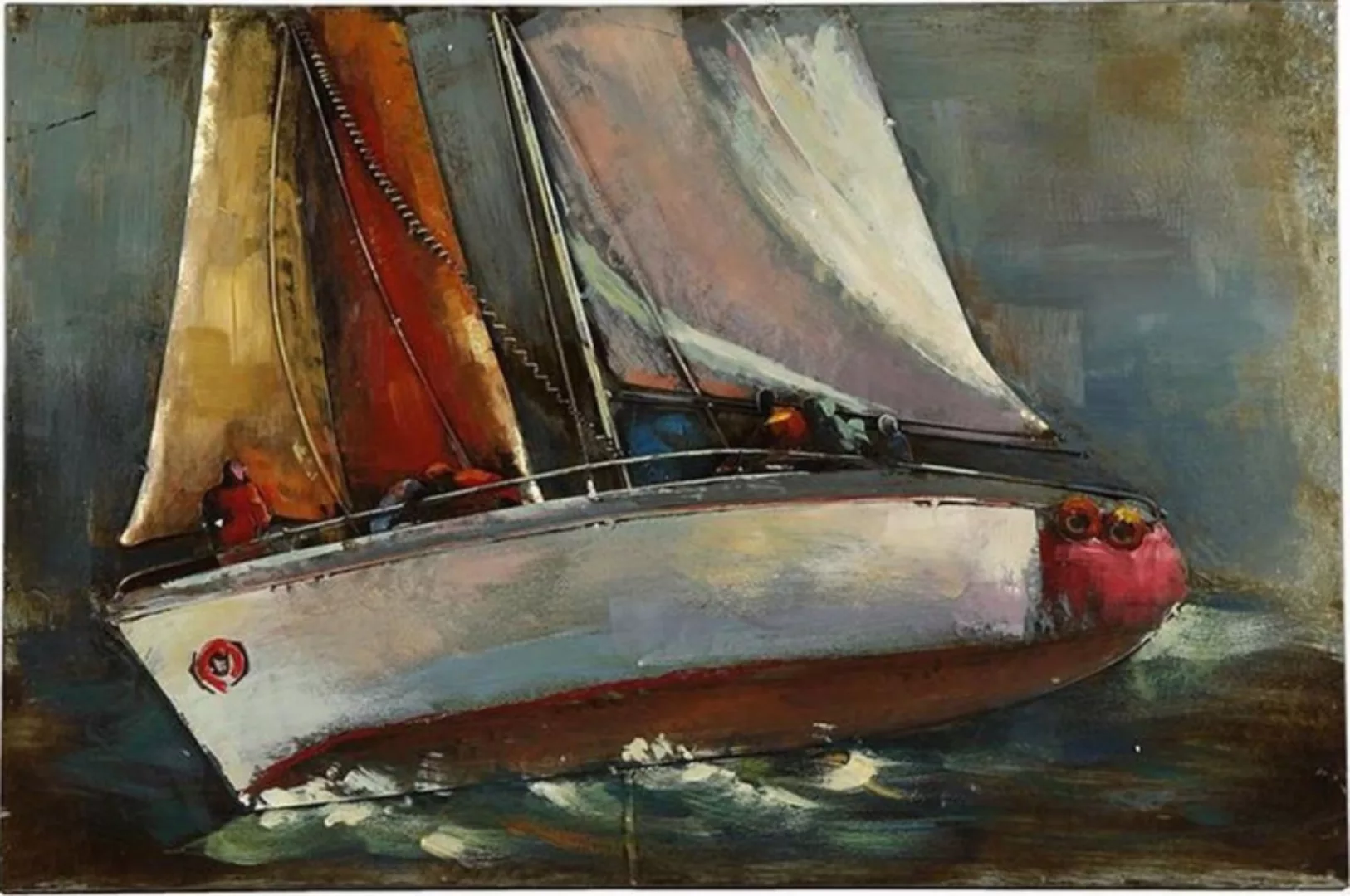 Gemälde Boot 90 X 60 Cm Stahl Braun/orange günstig online kaufen