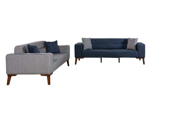 JVmoebel Sofa Grau-Blaue Sofagarnitur Moderne Garnitur 331 Sitz Textil Garn günstig online kaufen