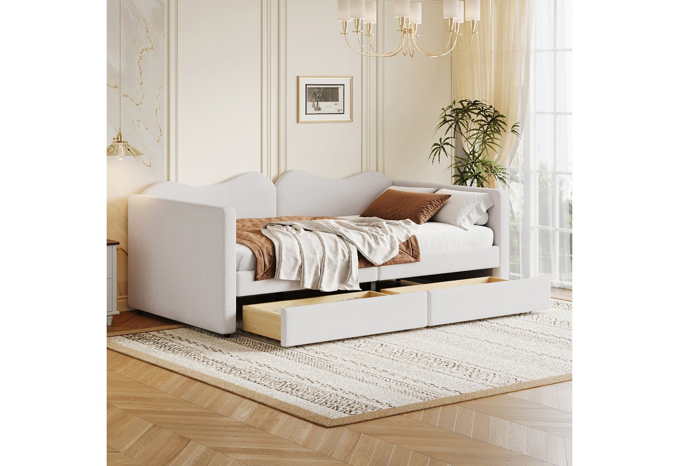 HAUSS SPLOE Schlafsofa 90x200 cm, Sofabett mit 2 Schubladen, Bettrahmen Ted günstig online kaufen