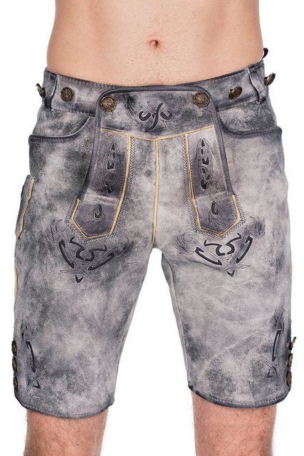 Maddox Trachtenlederhose Lederhose Herren kurz - RIEGEL - stein günstig online kaufen