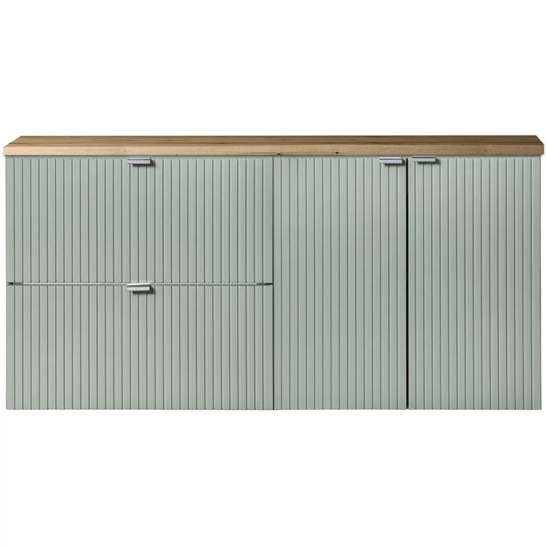 Doppel-Waschtischunterschrank 120cm, grün und Eiche, NEWPORT-56-GREEN günstig online kaufen