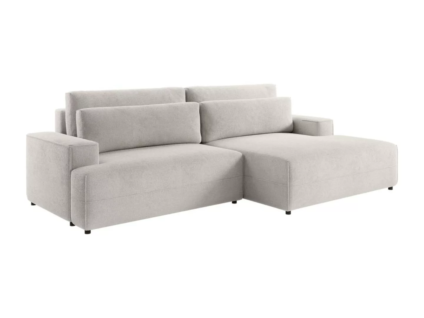 Ecksofa mit Schlaffunktion - Ecke rechts - Strukturstoff - Beige - BREGLIO günstig online kaufen