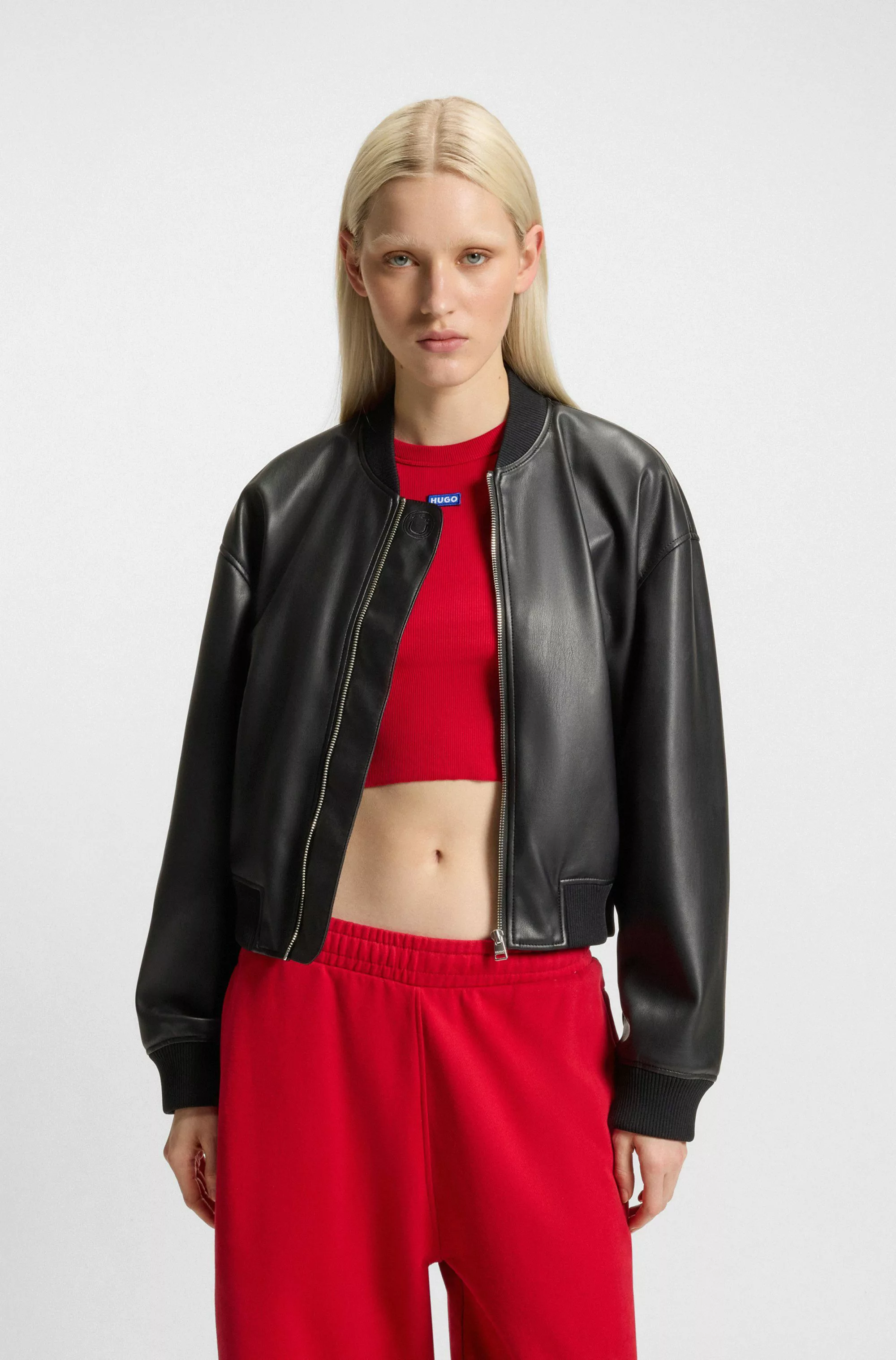 HUGO Blue Bomberjacke Attitude in Kunstleder-Optik günstig online kaufen
