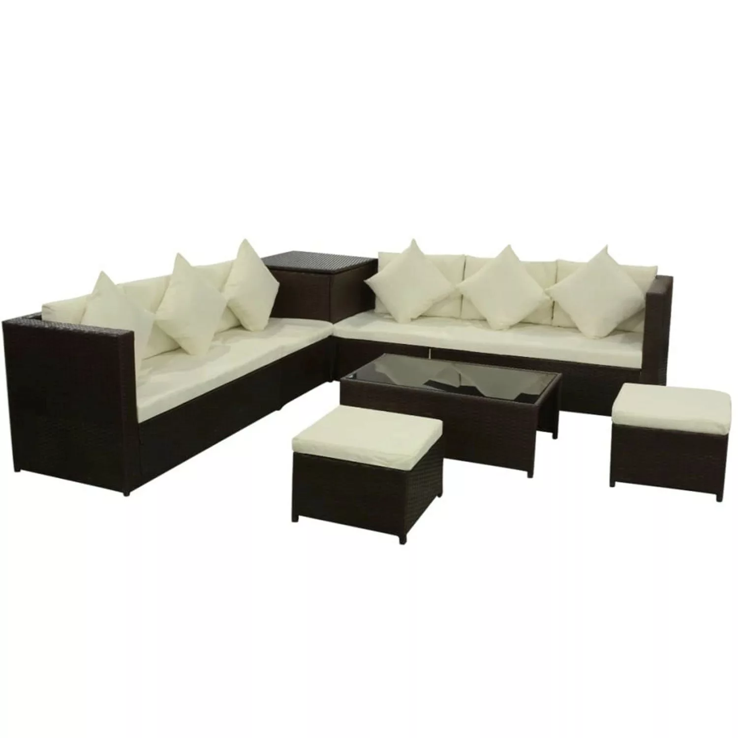 vidaXL 8-tlg Garten-Lounge-Set mit Kissen Poly Rattan Braun Modell 68 günstig online kaufen