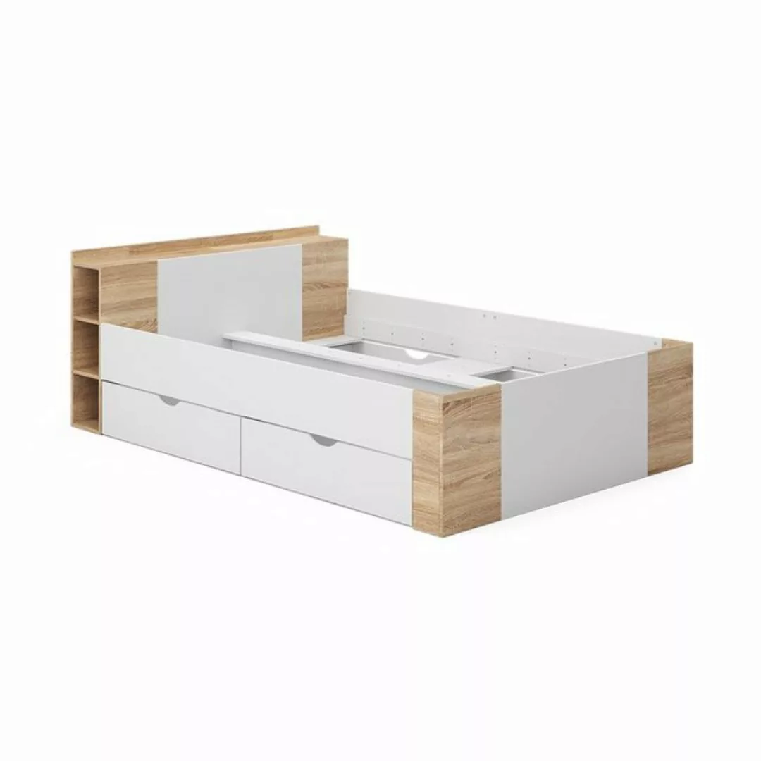 VitaliSpa® Funktionsbett Schubladenbett Doppelbett PULSAR Sonoma Weiß Schub günstig online kaufen