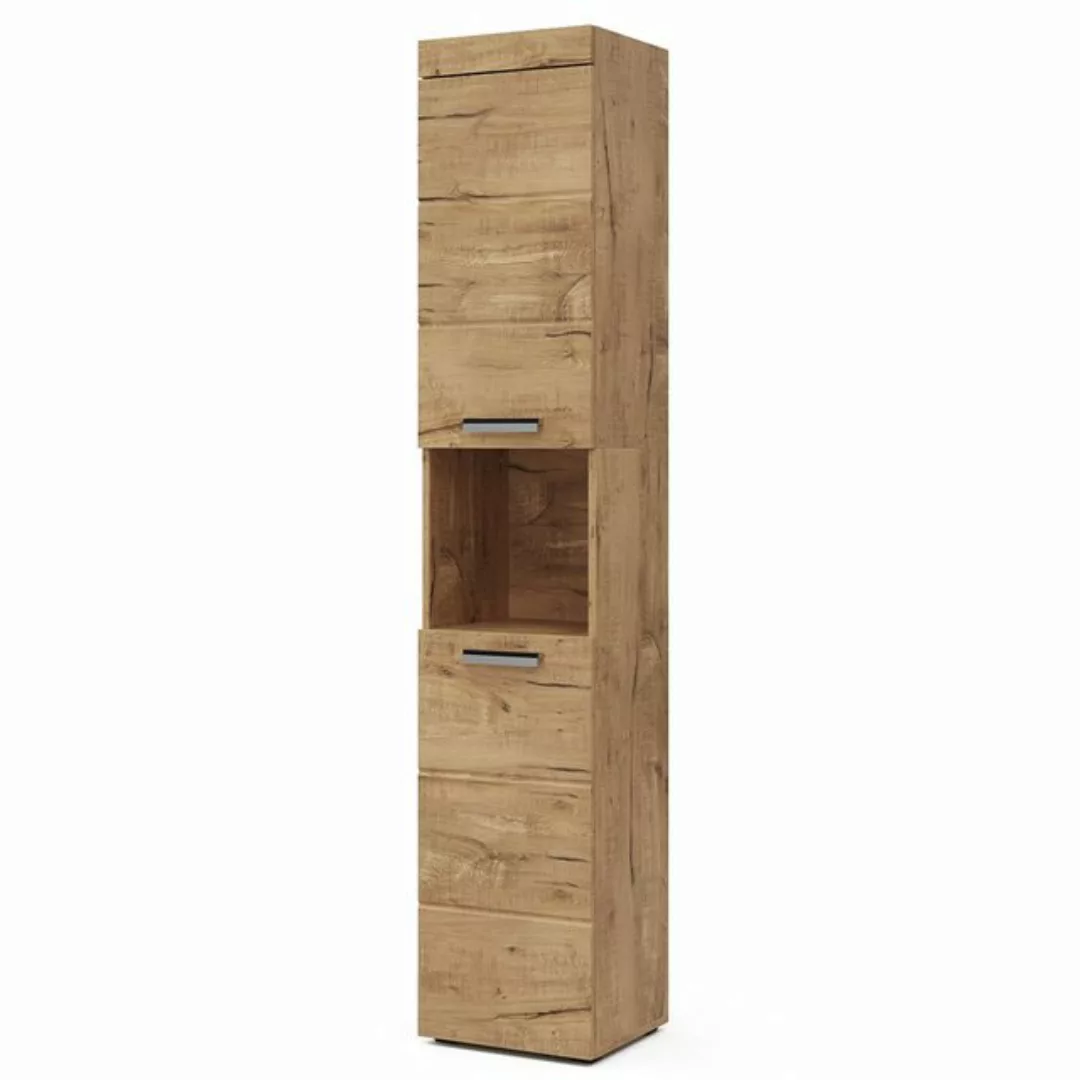 Vicco Hochschrank Luna, Eiche, 37 x 190 cm (1-St., Badschrank) günstig online kaufen