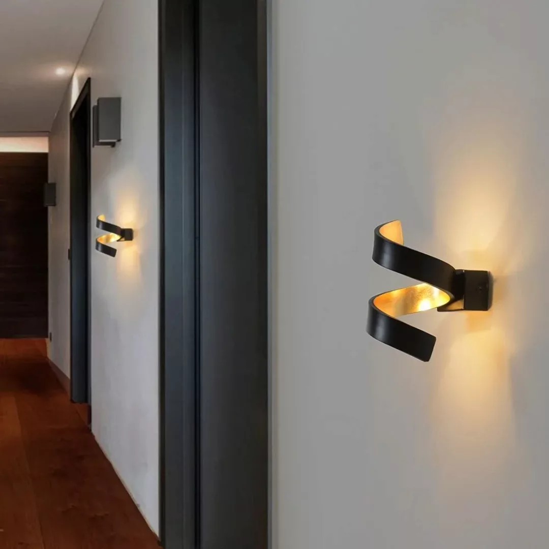 Luce Design LED-Wandleuchte Helix Schwarz-Gold 17 cm x 10 cm x 13 cm günstig online kaufen