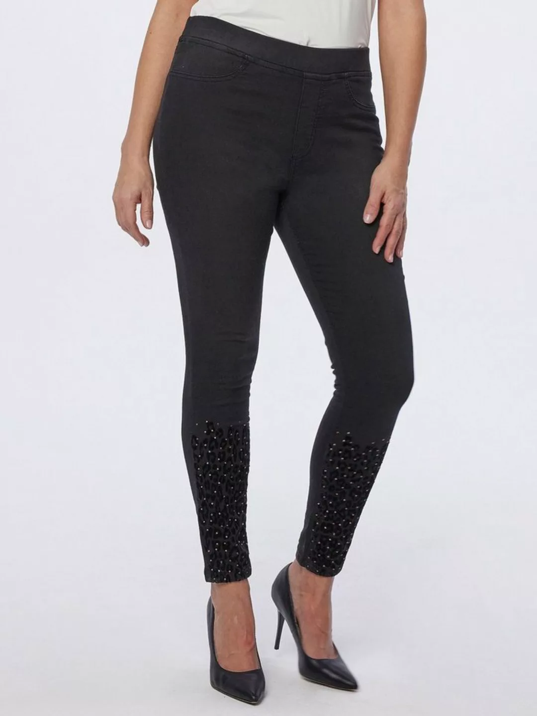 Body Needs Jeggings Stoffhose figurbetont mit Flockprint günstig online kaufen