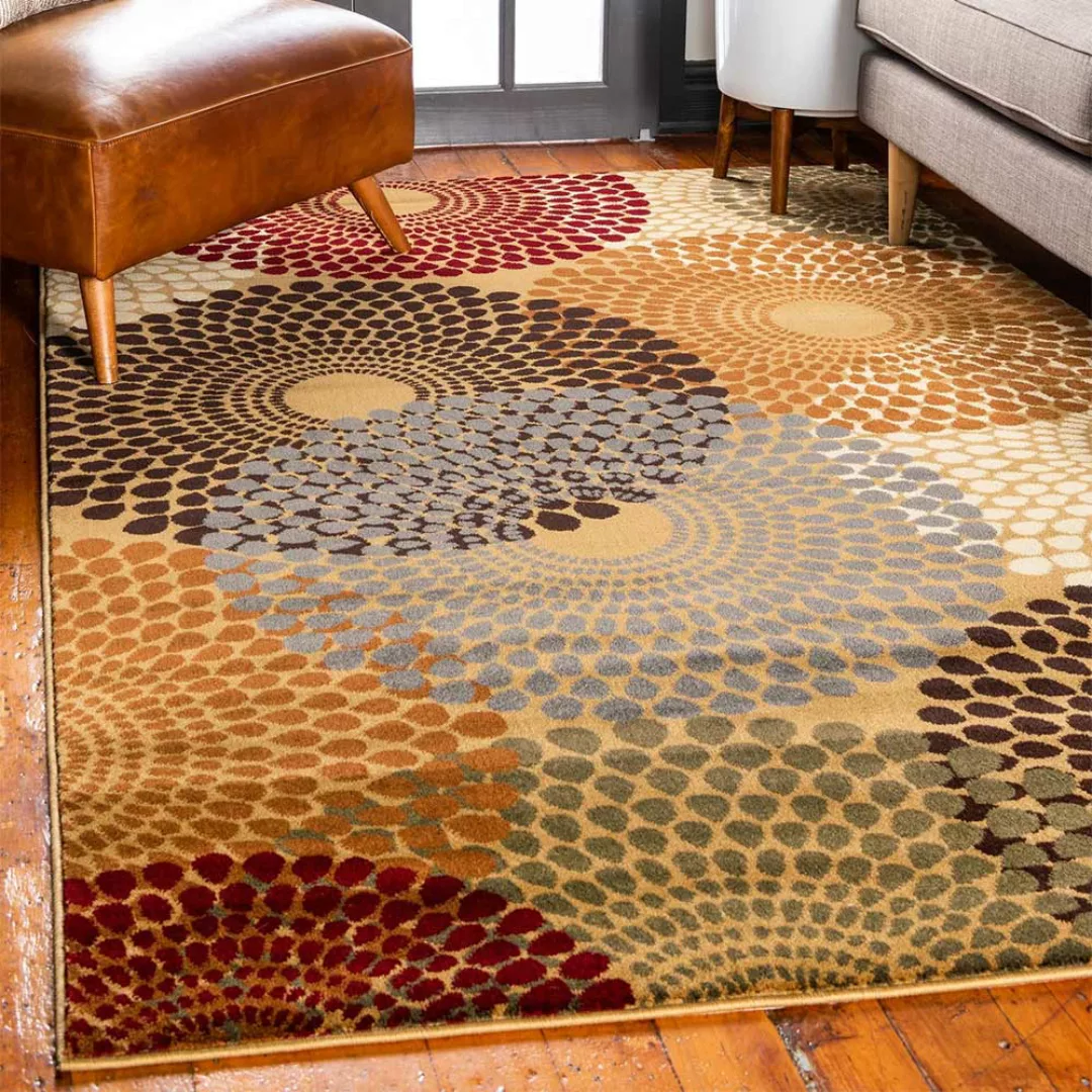 Mehrfarbiger Teppich rechteckig aus Kurzflor Mandala Motiv günstig online kaufen