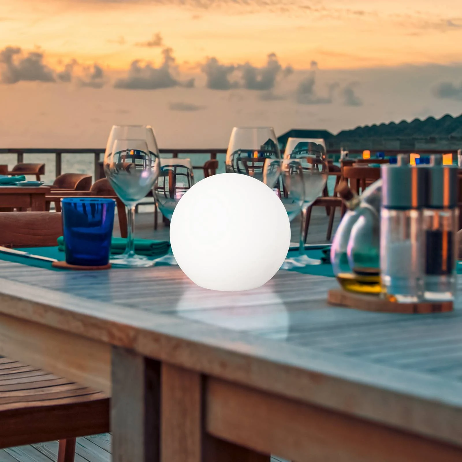 LED-Solar-Außenleuchte Dabus, Ø 25 cm, Kugel, weiß, Acryl günstig online kaufen
