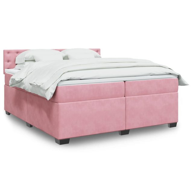 vidaXL Boxspringbett, Boxspringbett mit Matratze Rosa 200x200 cm Samt günstig online kaufen